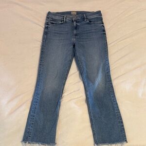 MOTHER The Mid Rise Dazzler Ankle Fray Jeans